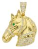 Picture of 18k yellow gold and zircons men's Horse Head Pendant