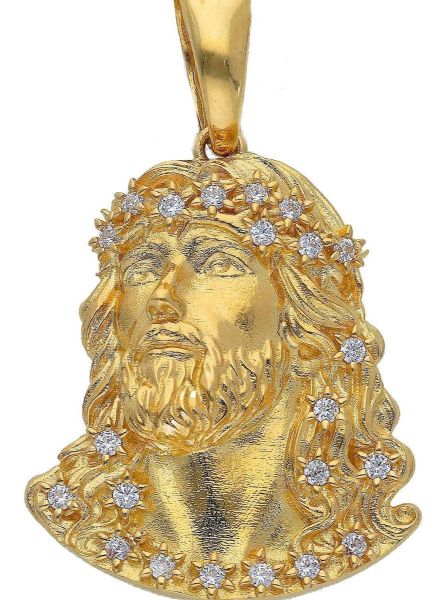 Immagine di Ciondolo Volto Santo di Gesù oro giallo 18k uomo