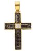 Imagen de Cruz de circones blancos y negros oro amarillo 18k para hombre