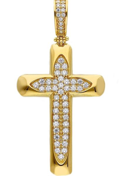 Imagen de Cruz de circones blancos oro amarillo 18k para hombre