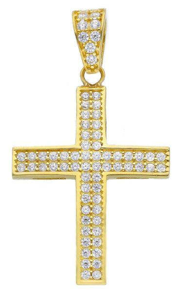 Imagen de Cruz de circones oro amarillo 18k para hombre