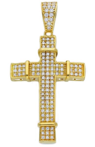 Imagen de Cruz de circones oro amarillo 18k para hombre