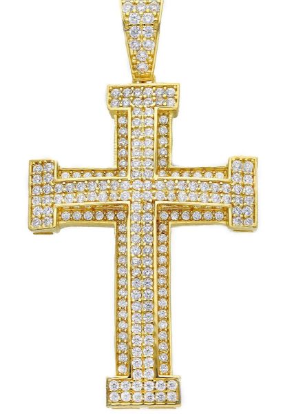 Imagen de Cruz de circones oro amarillo 18k para hombre