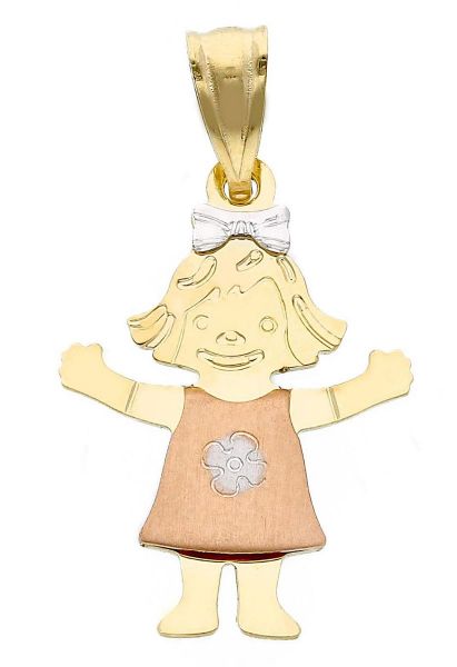 Immagine di Ciondolo Nascita Bimba oro giallo / bianco / rosa 18k 