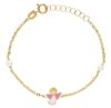 Imagen de Pulsera niña Ángel oro amarillo 18k esmalte y perlas | 16 cm