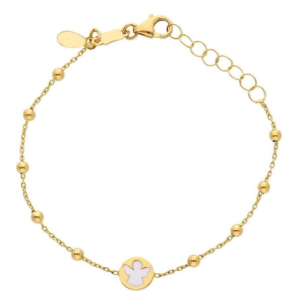 Immagine di Bracciale bimba Angioletto oro giallo 18k e smalto | 14 cm 