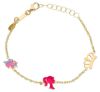 Imagen de Pulsera niña Barbie y Unicornio oro amarillo 18k y esmalte | 14 cm