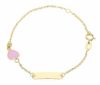 Imagen de Pulsera niña Corazón oro amarillo 18k esmalte rosa | 14 cm