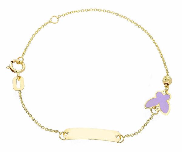 Immagine di Bracciale bimba Farfalla oro giallo 18k e smalto | 14 cm 