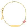 Imagen de Pulsera niña Mariposa oro 18k esmalte | Tag personalizado | 14 cm