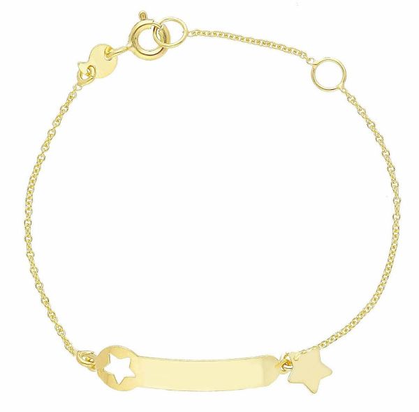 Immagine di Bracciale bimba Stellina charm oro giallo 9k | Tag personalizzato | 12+2 cm 