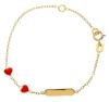 Imagen de Pulsera 2 Corazones oro 18k esmalte | Tag personalizado | 16 cm