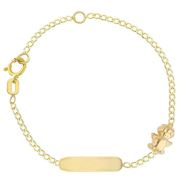 Immagine di Bracciale Angioletto oro giallo 18k | Tag personalizzato | 12+2 cm