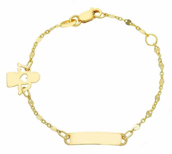 Picture of 18k yellow gold little Angel Bracelet | Custom Tag | 14 cm
