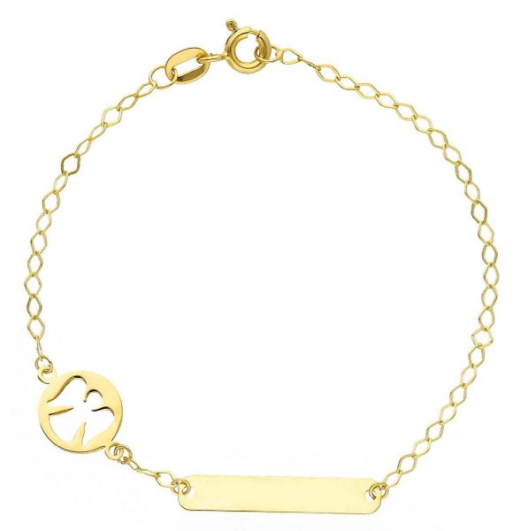 Picture of 18k yellow gold little Angel Bracelet | Custom Tag | 16 cm