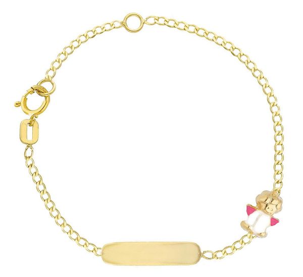 Imagen de Pulsera Angelito oro 18k esmalte | Tag personalizable | 12+2 cm