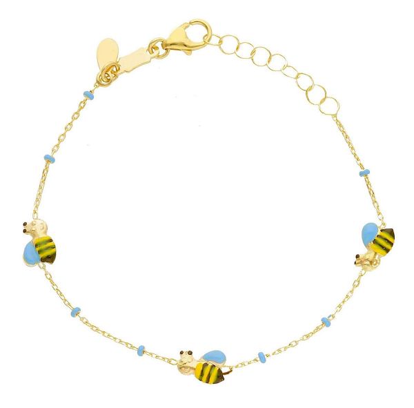Imagen de Pulsera Abeja oro amarillo 18k y esmalte | 12+2 cm