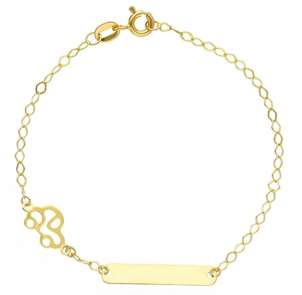 Imagen de Pulsera Automóvil oro 18k | Placa personalizable | 16 cm