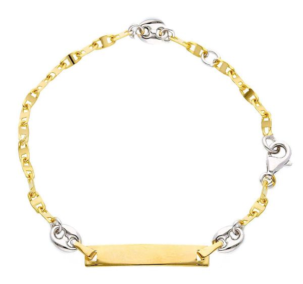 Picture of 18k bicolor gold Bracelet | Customized Tag | 15 cm