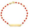 Immagine di Bracciale baby oro giallo 18k corallo | Tag personalizzato | 17,5 cm 