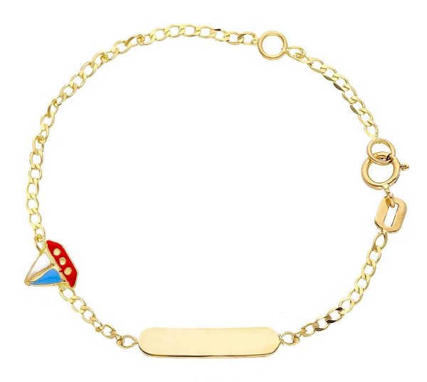 Picture of Enamel Boat Bracelet | 18k yellow gold | Custom Tag | 16 cm