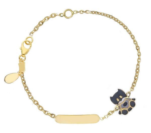 Picture of Enamel Baby Batman Bracelet | 18k yellow gold | Custom Tag | 12+2 cm