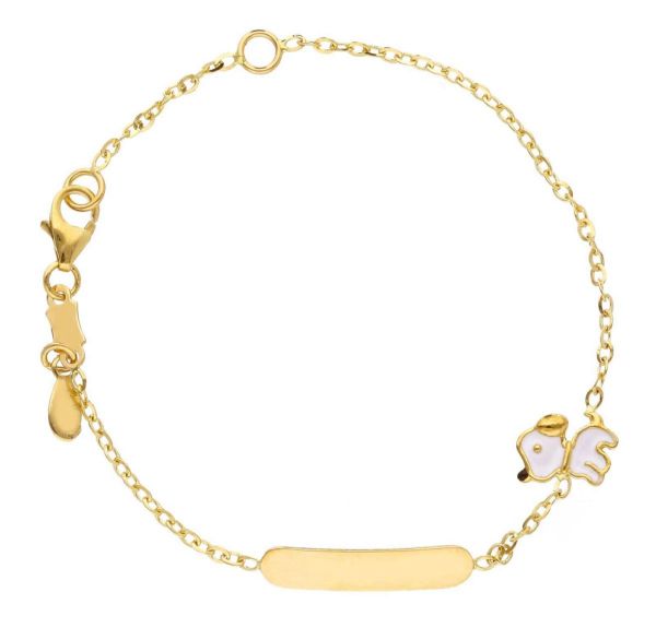 Picture of Enamel Dog Bracelet | 18k gold | Customized Tag | 14 cm