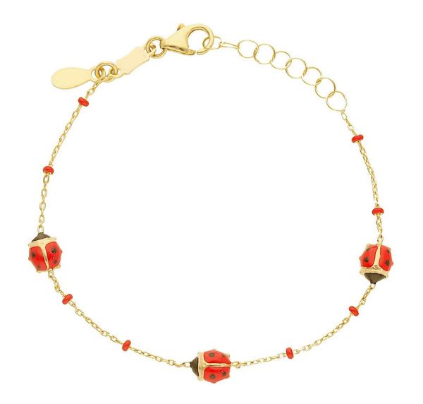 Immagine di Bracciale Coccinella oro giallo 18k e smalto | 12+2 cm
