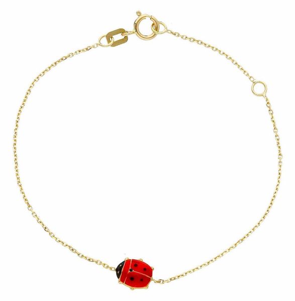 Immagine di Bracciale Coccinella oro giallo 18k e smalto | 16 cm 