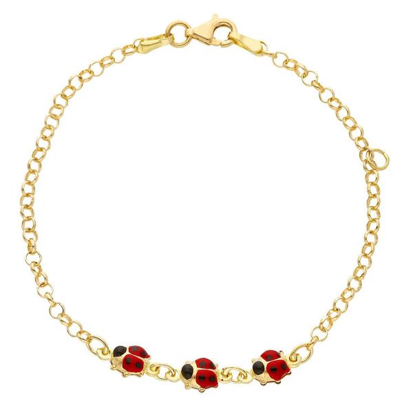 Immagine di Bracciale Coccinella oro giallo 18k e smalto | 16 cm 