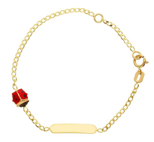Imagen de Pulsera Mariquita oro 18k esmalte | Tag personalizado | 14,5 cm