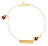 Immagine di Bracciale Coccinella oro giallo 18k smalto | Tag personalizzato | 15,5 cm 