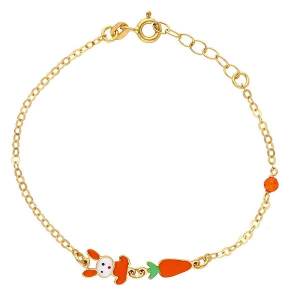 Imagen de Pulsera Conejo oro amarillo 18k y esmalte | 16 cm
