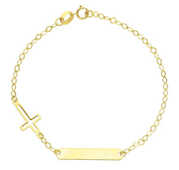 Immagine di Bracciale Croce oro giallo 18k | Tag Personalizzato I16,5 cm 