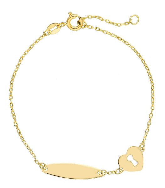 Picture of 18k yellow gold Heart & Lock Bracelet | Custom Tag | 16 cm