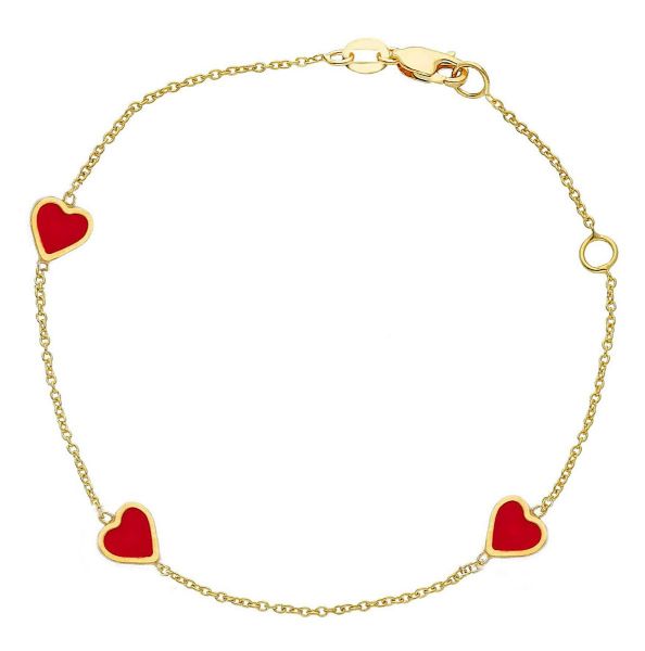 Imagen de Pulsera Corazón oro amarillo 18k y esmalte | 14+2 cm