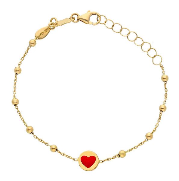 Imagen de Pulsera Corazón oro amarillo 18k y esmalte | 16 cm
