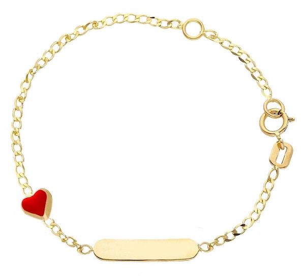 Immagine di Bracciale Cuore oro giallo 18k e smalto | 16 cm 