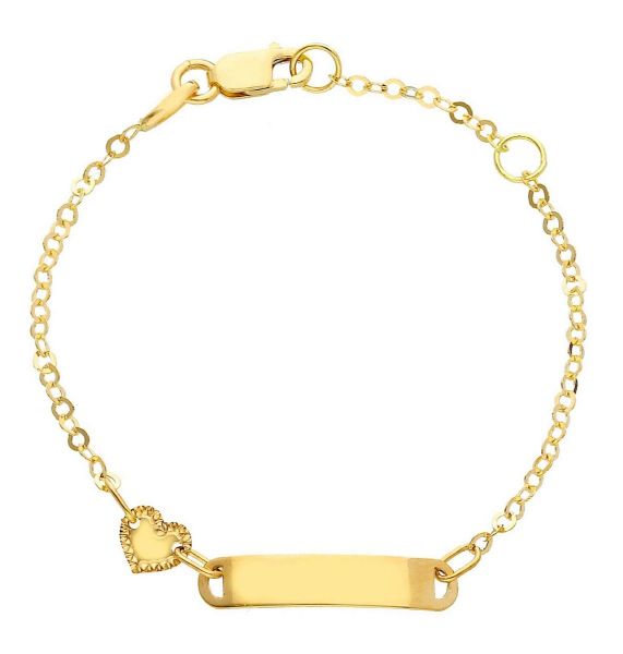 Immagine di Bracciale Cuori oro giallo 18k | Tag personalizzato | 14 cm 