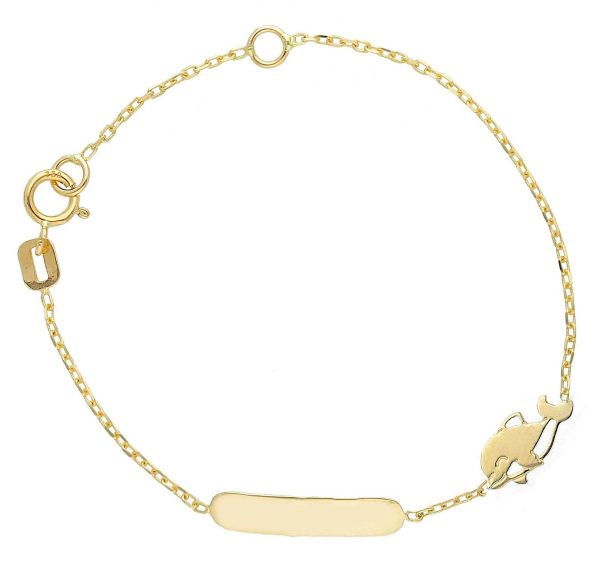 Imagen de Pulsera Delfín oro amarillo 18k | Tag personalizado | 12+2 cm