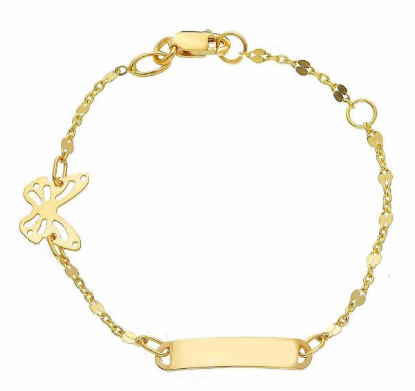 Immagine di Bracciale Farfalla oro giallo 18k | Tag personalizzato | 14 cm 