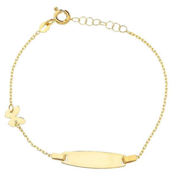 Immagine di Bracciale Farfalla oro giallo 18k | Tag personalizzato | 14+2 cm 