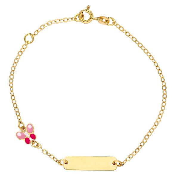 Picture of Enamel Butterfly Bracelet | 18k gold | Custom Tag | 14+2 cm