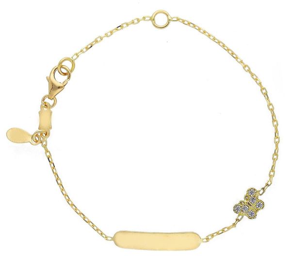 Imagen de Pulsera Mariposa oro 18k circones | Tag personalizado | 12+2 cm