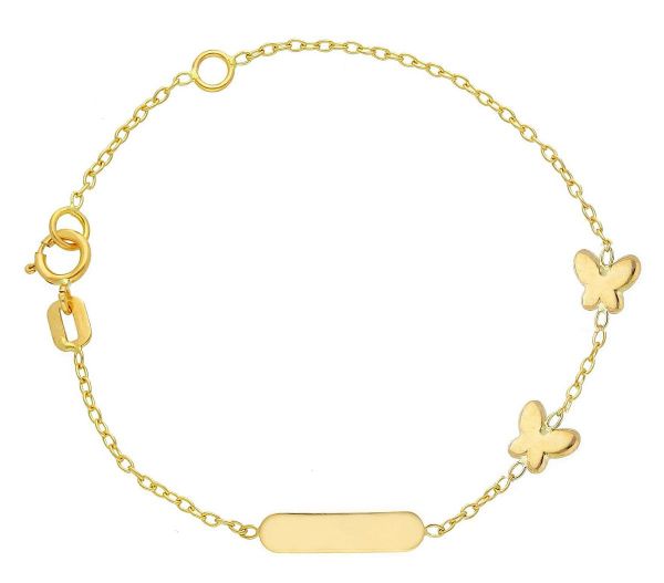Picture of 18k yellow gold Butterflies Bracelet | Custom Tag | 14,5 cm