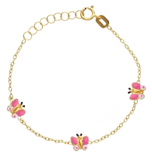 Immagine di Bracciale Farfalle oro giallo 18k e smalto | 14,5 cm 