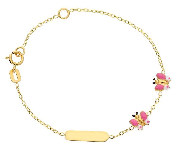 Picture of Enamel Butterflies Bracelet | 18k gold | Custom Tag | 16 cm