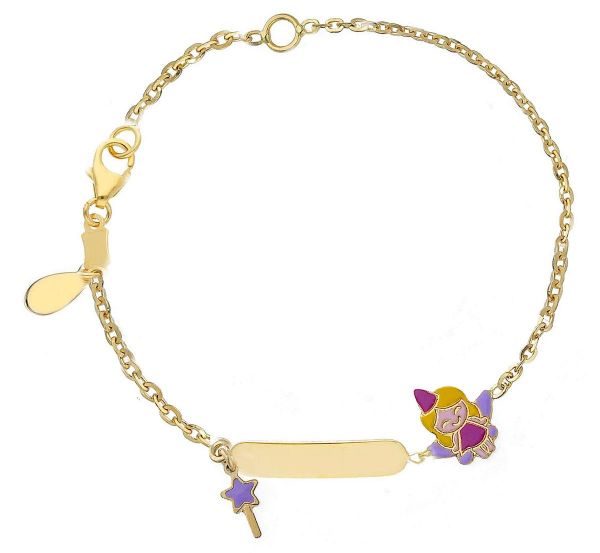 Immagine di Bracciale Fatina oro giallo 18k smalto | Tag personalizzato | 12+2 cm