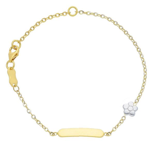 Picture of 18k bicolor gold Flower Bracelet | Customized Tag | 16 cm
