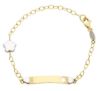 Imagen de Pulsera Flores oro bicolor 18k | Placa personalizable | 15,5 cm